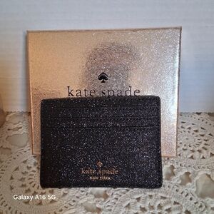 Kate Spade Glittering Gold and Black Card Holder  NWT